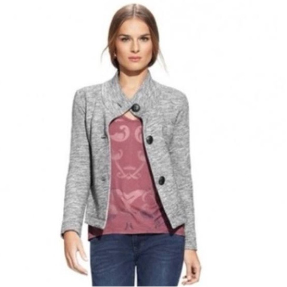 CAbi Womens Hourglass Sweatshirt Knit Jacket Style 596 Marled Gray Size Small